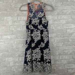 Taylor & Sage Blue and White Lace Sleeveless Dress